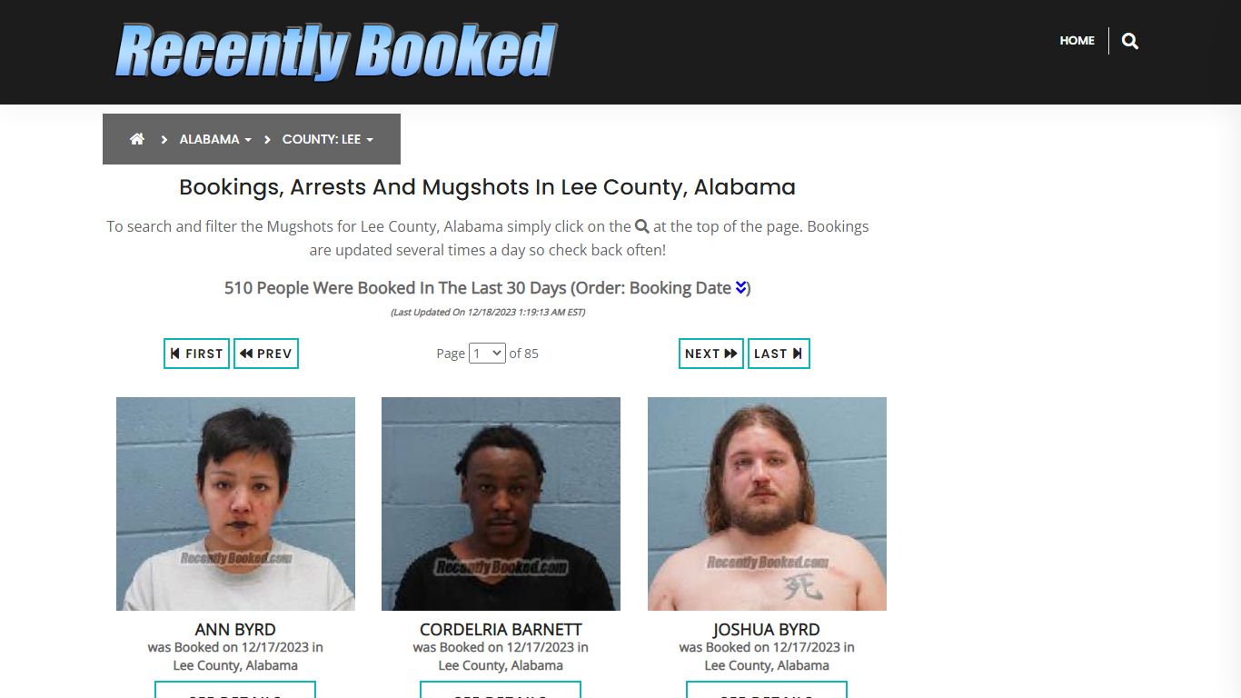 Recent bookings, Arrests, Mugshots in Lee County, Alabama - Recently Booked